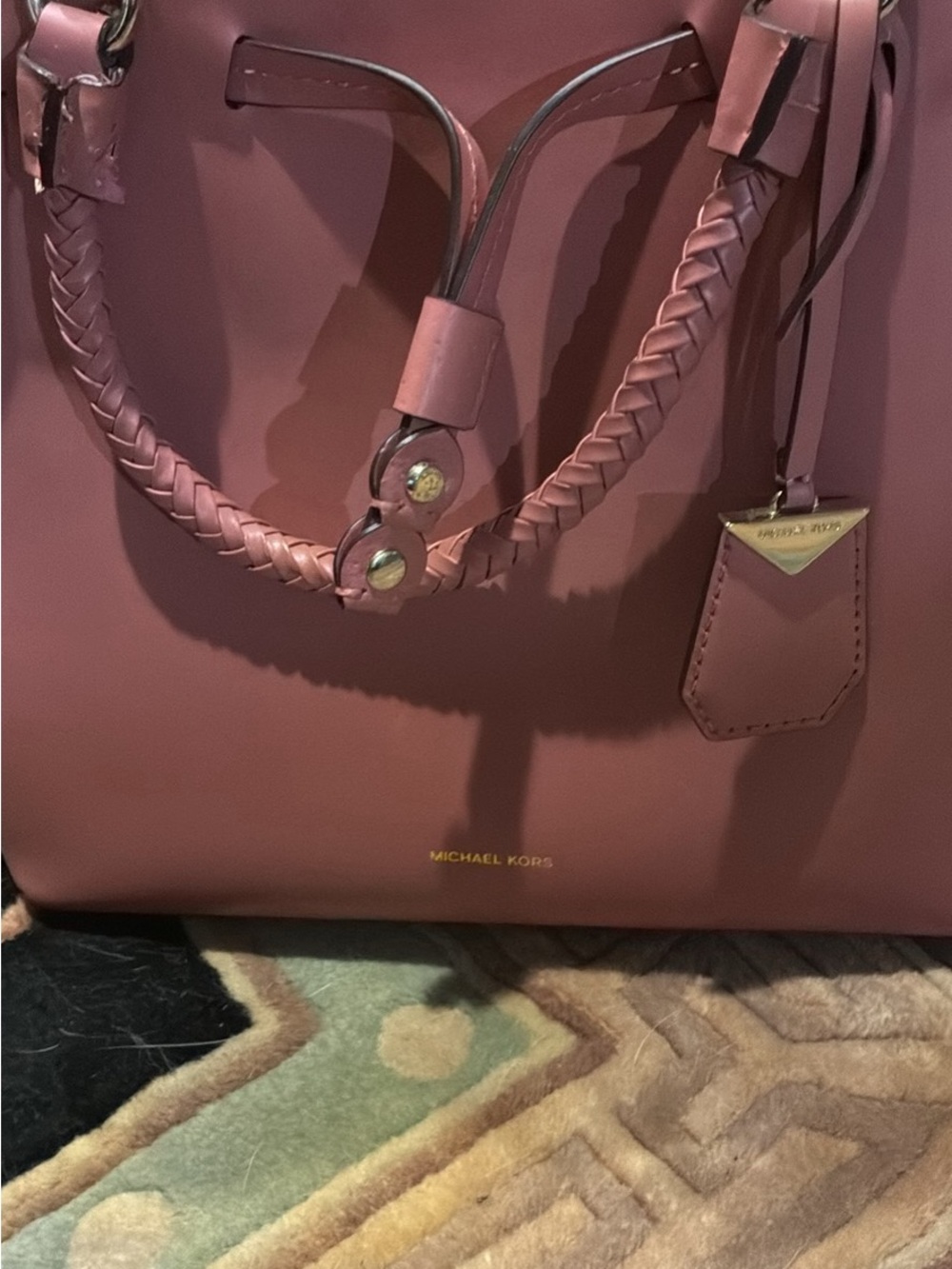 NEW NEVER USED Michael Kors Mauve pink Braided-Handle Shoulder Tote